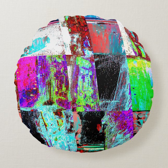 Round Pillow – Abstract Grid (Front)