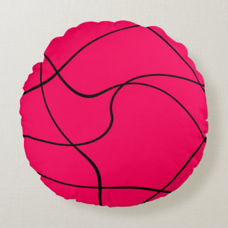 Round pillow - "Abstract lines" - Fuchsia