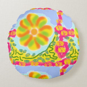 Round Pillow Cheery Festive Festival Beach House  