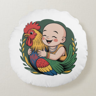Round Pillow Chloe Baby Hugs The Rooster