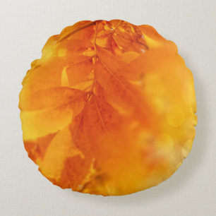 Round Pillow Coloured Autumn Glow Leafs