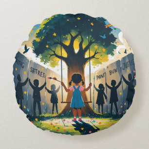 Round pillow, dream themed, fashion, trendy  cushion