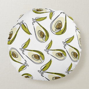 Round Pillow features a cute Avocado.