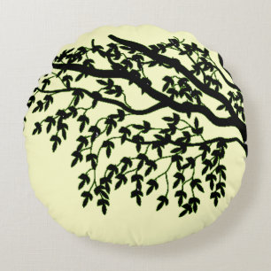 Round pillow - Fragile Branches (green)