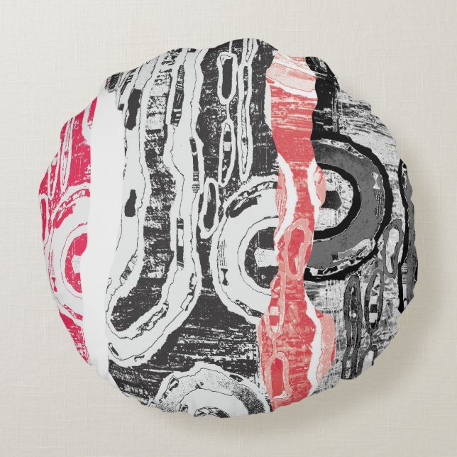Round Pillow – Friction Lands Abstract Design (Back)