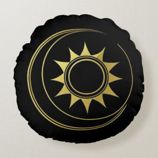 Round Pillow Gold Celestial Moon Sun Luxe Decor
