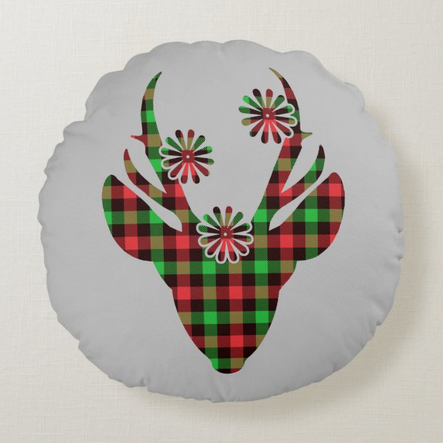 Round Pillow-Holiday Deer Cushion (Front)