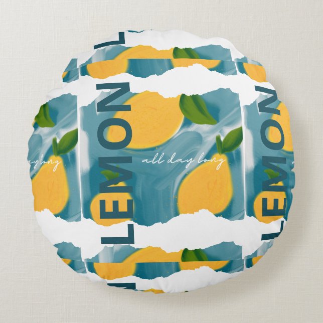 Round Pillow -LEMON all day long (Front)