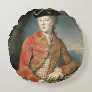 Round Pillow Marie Antoinette red hunting attire