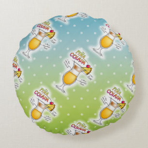 ROUND PILLOW - PINA COLADA RECIPE COCKTAIL ART