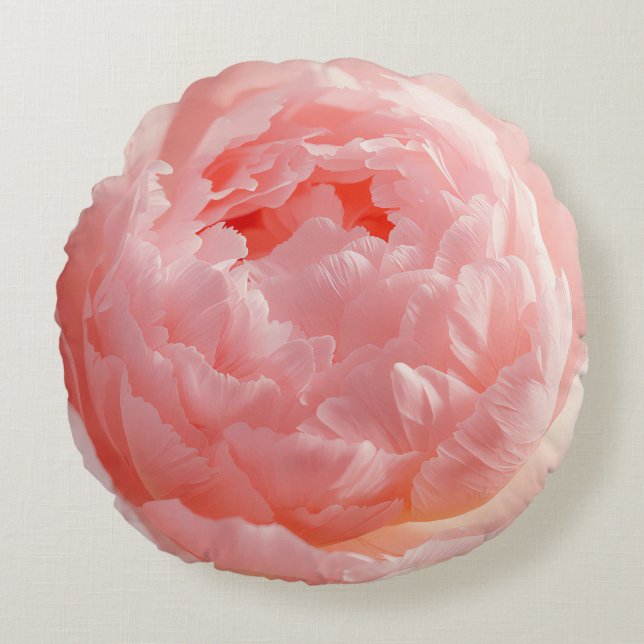 Round Pillow – Pink Flower Bloom | Custom Home Dec (Front)