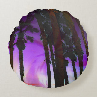 Round Pillow purple palm trees