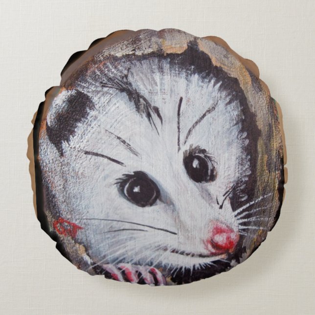 Round Pillow Wildlife Oppossums (Front)