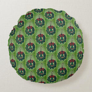 Round Pillow with Christmas Ornament theme