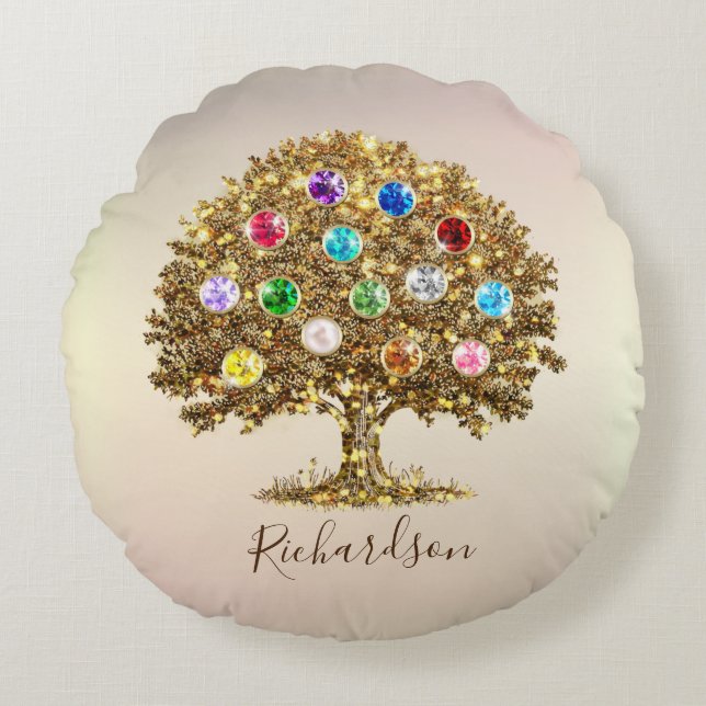 Round Pillow with family tree (Front)