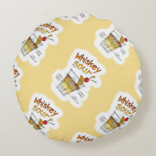 ROUND PILLOWS - WHISKEY SOUR RECIPE COCKTAIL ART
