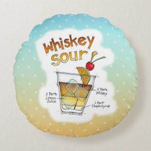 ROUND PILLOWS - WHISKEY SOUR RECIPE COCKTAIL ART