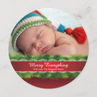 Round Pine & Lace Christmas Holiday Photo Card