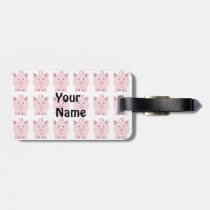 Round Pink Pig Pattern Luggage Tag