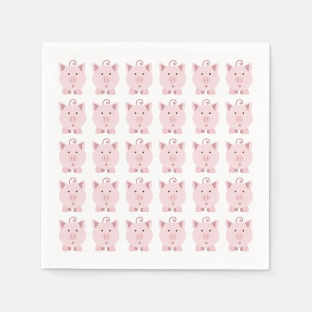 Round Pink Pig Pattern Napkin (Front)