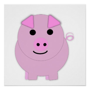 Round Pink Piggy Poster