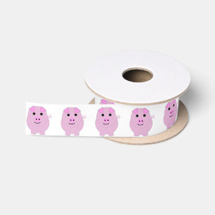 Round Pink Piggy Satin Ribbon