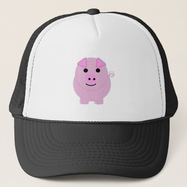 Round Pink Piggy Trucker Hat (Front)