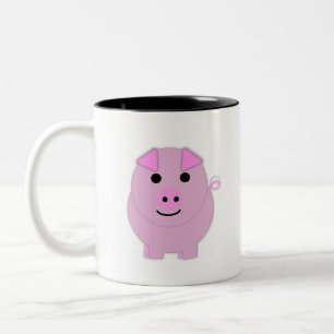 Round Pink Piggy Two-Tone Coffee Mug