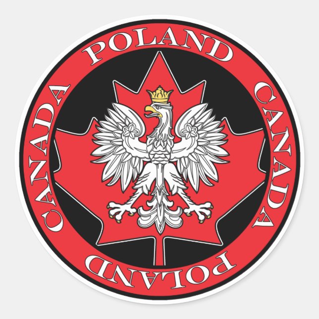 Round Poland Canada Leaf Classic Round Sticker (Front)