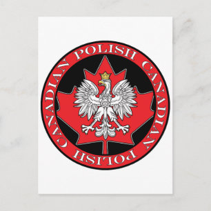 Round Polish Canadian Leaf Postcard