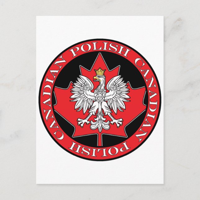 Round Polish Canadian Leaf Postcard (Front)