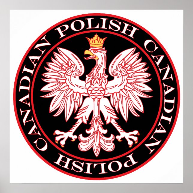 Round Polish Canadian Red Eagle Poster (Front)