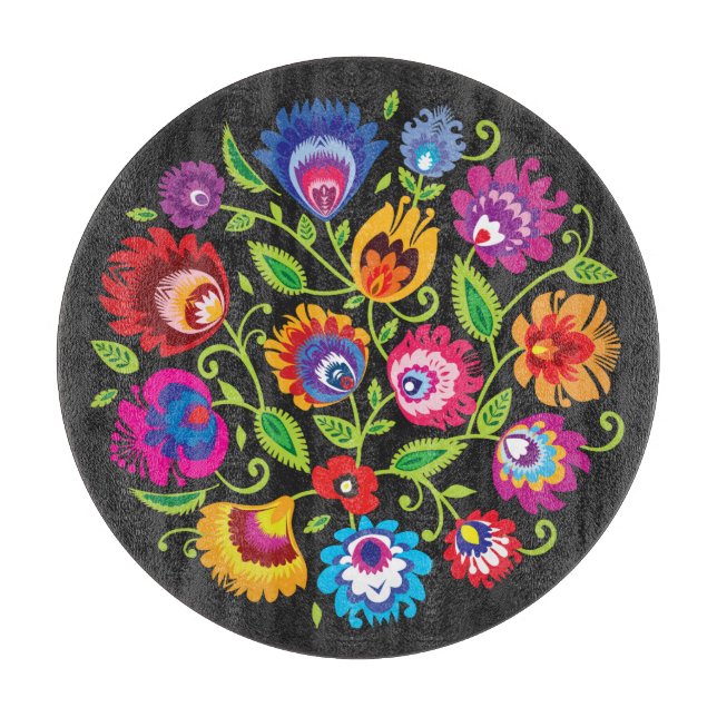Round Polish folklore composition Cutting Board (Front)