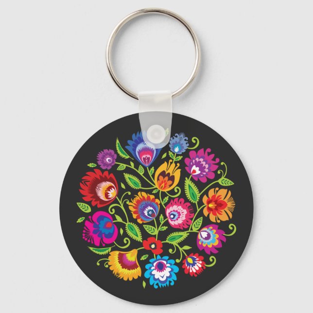 Round Polish folklore composition Key Ring (Front)