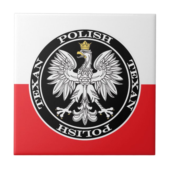 Round Polish Texan Eagle Ceramic Tile (Front)