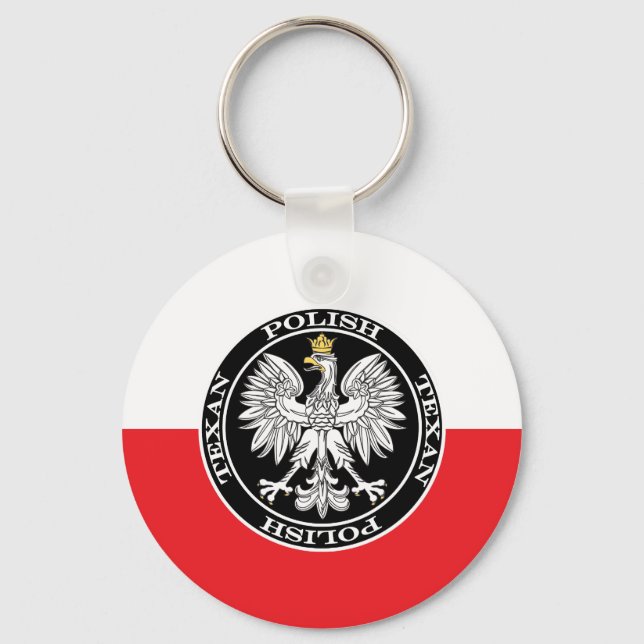 Round Polish Texan Eagle Key Ring (Front)