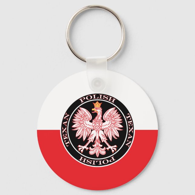 Round Polish Texan Eagle Key Ring (Front)