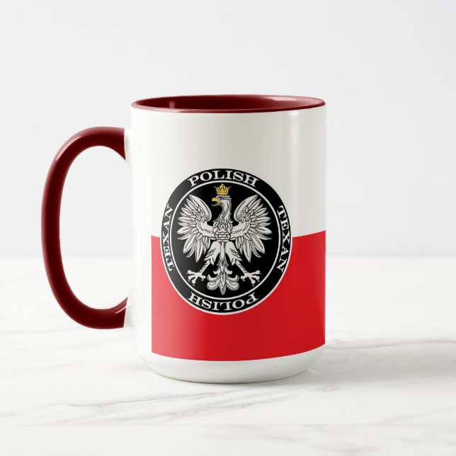 Round Polish Texan Eagle Mug (Left)