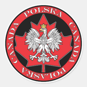 Round Polska Canada Leaf Classic Round Sticker
