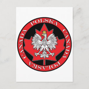 Round Polska Canada Leaf Postcard