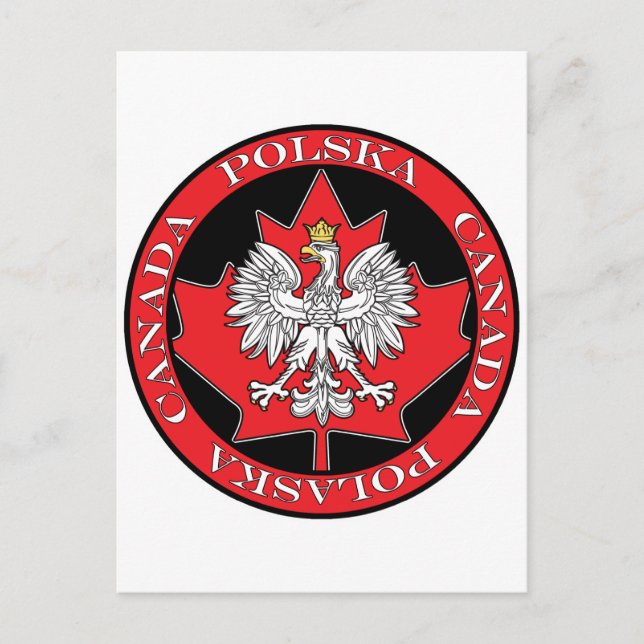 Round Polska Canada Leaf Postcard (Front)
