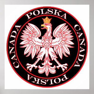 Round Polska Canada Red Eagle Poster