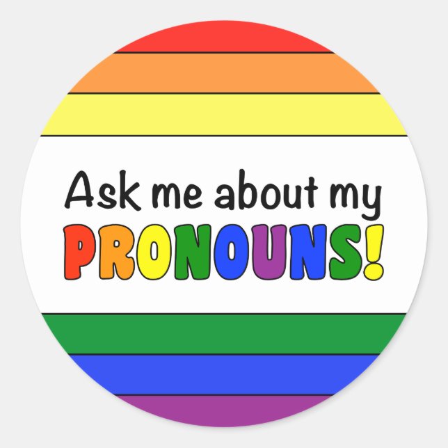 Round Pronouns Sticker (Rainbow) (Front)
