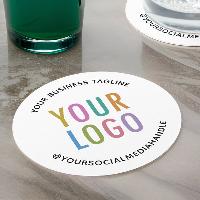 Round Pulpboard Paper Coasters Custom Logo Branded (MISOOK White Round Pulpboard Paper Coasters with Logo)