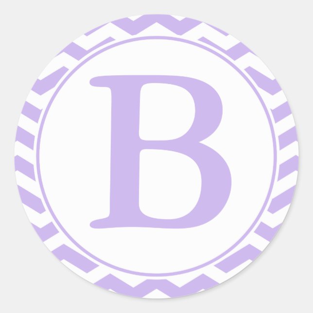 Round Purple Chevrons Envelope Seal with Monogram (Front)