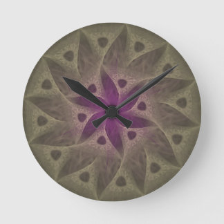 Round Purple Flower Wall Clock without Numbers