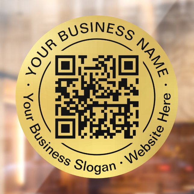 Round QR Code Circle Business Name Gold Background (Sheet 2)