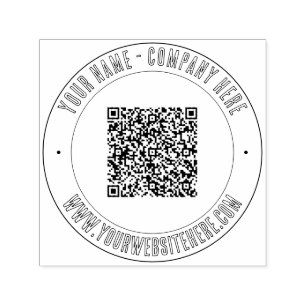 Round QR Code Self-inking Stamp with Custom Text