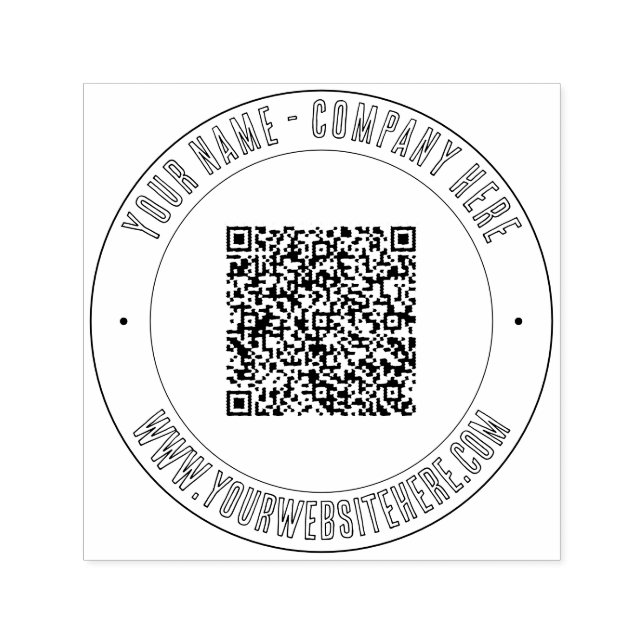 Round QR Code Self-inking Stamp with Custom Text (Design)