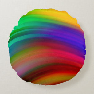 Round Rainbow Wave Stripes Cushion